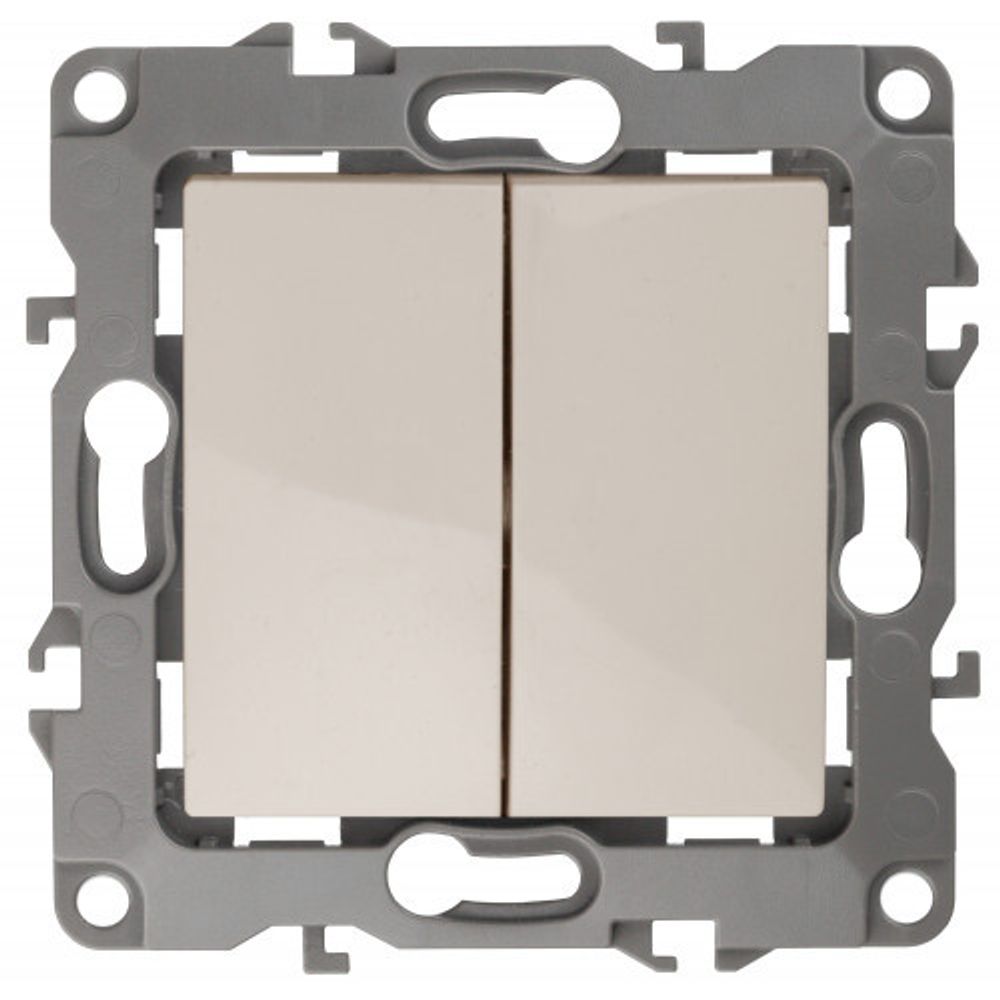 12-1106-02 ЭРА Переключатель двойной, 10АХ-250В, IP20, Эра12, слоновая кость