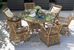 "Эспрессо" плетеный круглый стол, диаметр 150 см, цвет соломенный