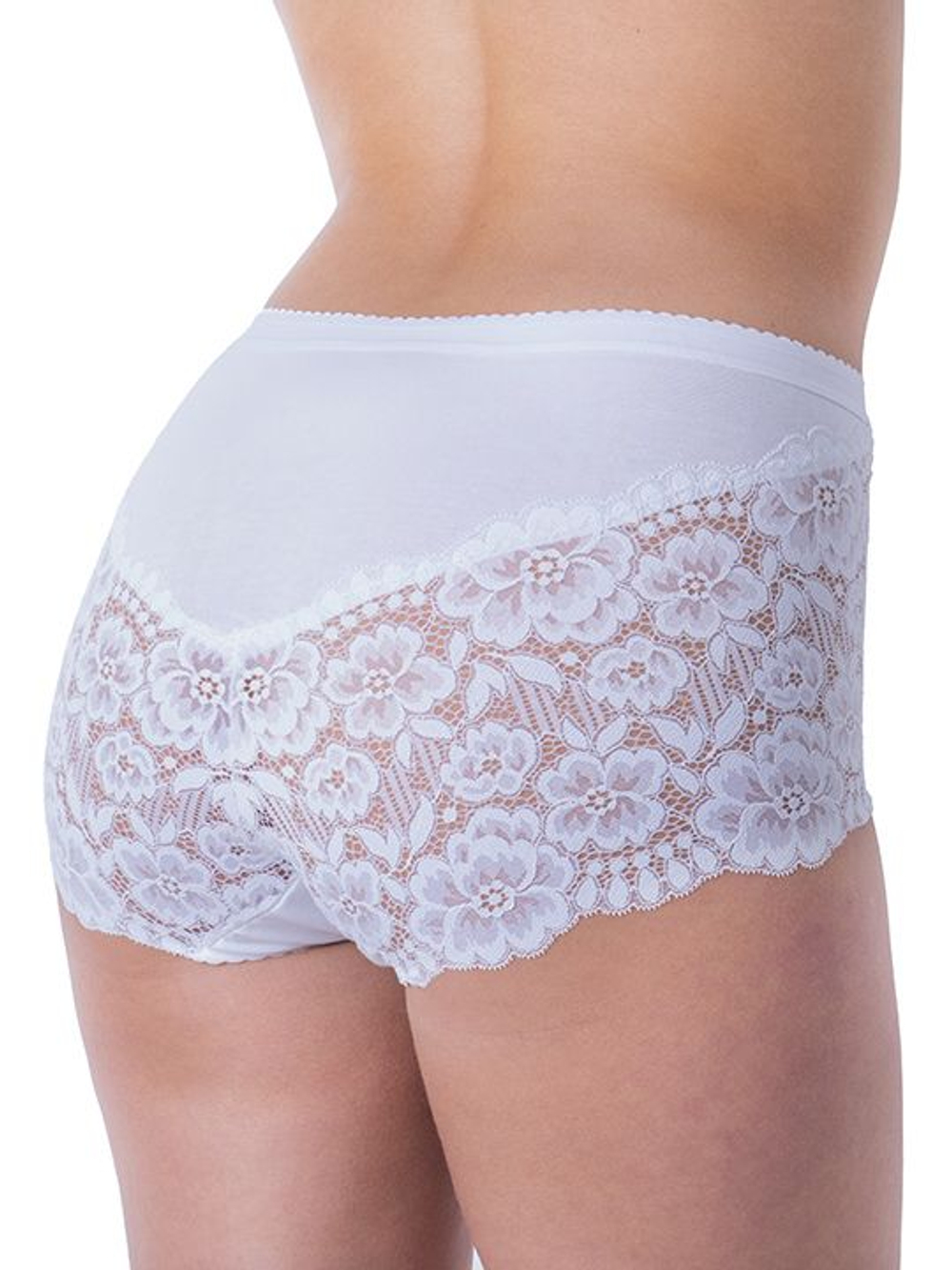 Женские трусики макси из хлопка и кружева (Размер: XXXL) (Цвет: белый)