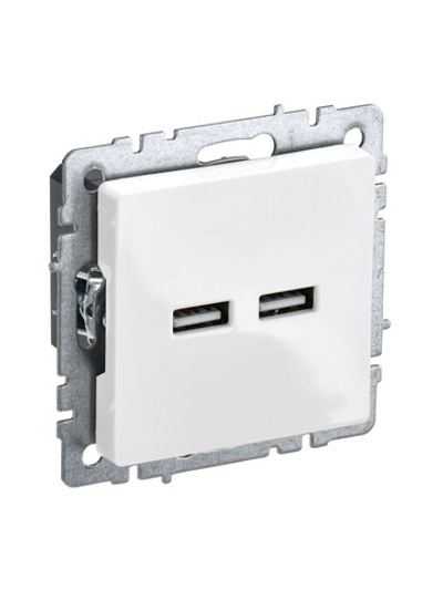 Розетка BRITE USB A+A 3.1А РЮ10-1-БрБ механизм бел. IEK BR-U21-D31-K01