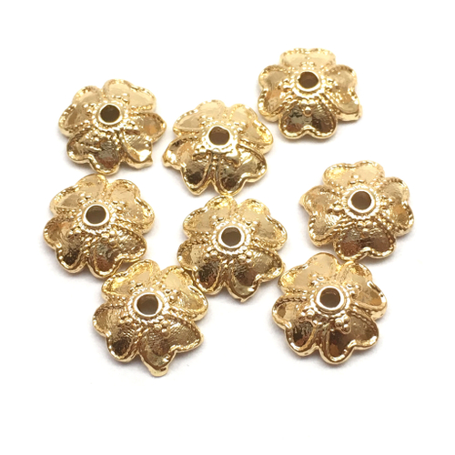 Шапочки для бусин "Четыре лепестка" 8х3 мм, позолота