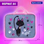 Папка на молнии с ручками BRAUBERG А4 1 отделение полиэстер 80 мм "Elegant cat" (2 штуки в упаковке)