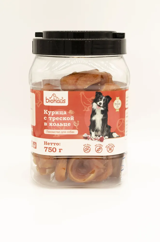 Biohaus лакомство для собак курица с треской в кольце