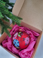 Шар стеклянный "Городецкая роспись" цветы, ручная работа