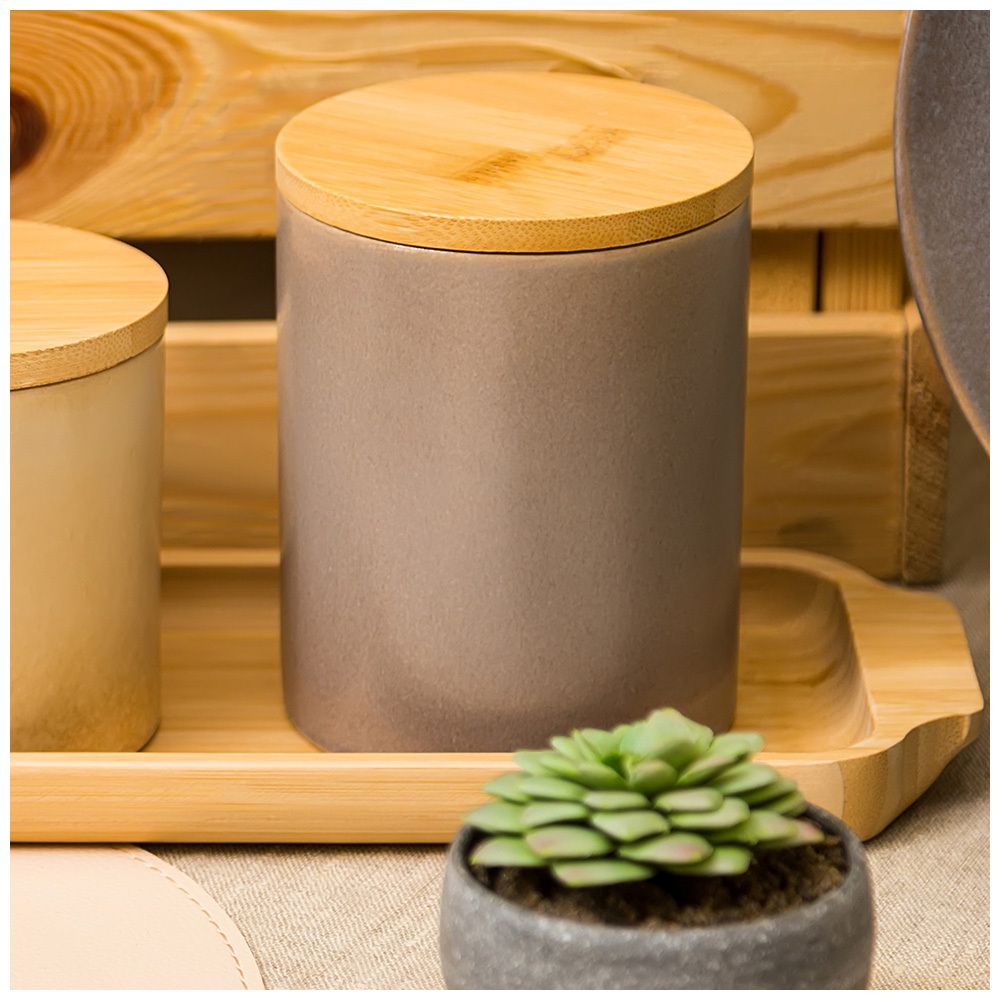 БАНКА ДЛЯ СЫПУЧИХ ПРОДУКТОВ 570 МЛ КОЛЛЕКЦИЯ "GLAZE COLLECTION" ЦВЕТ:СЕРЫЙ МЕЛАНЖ
