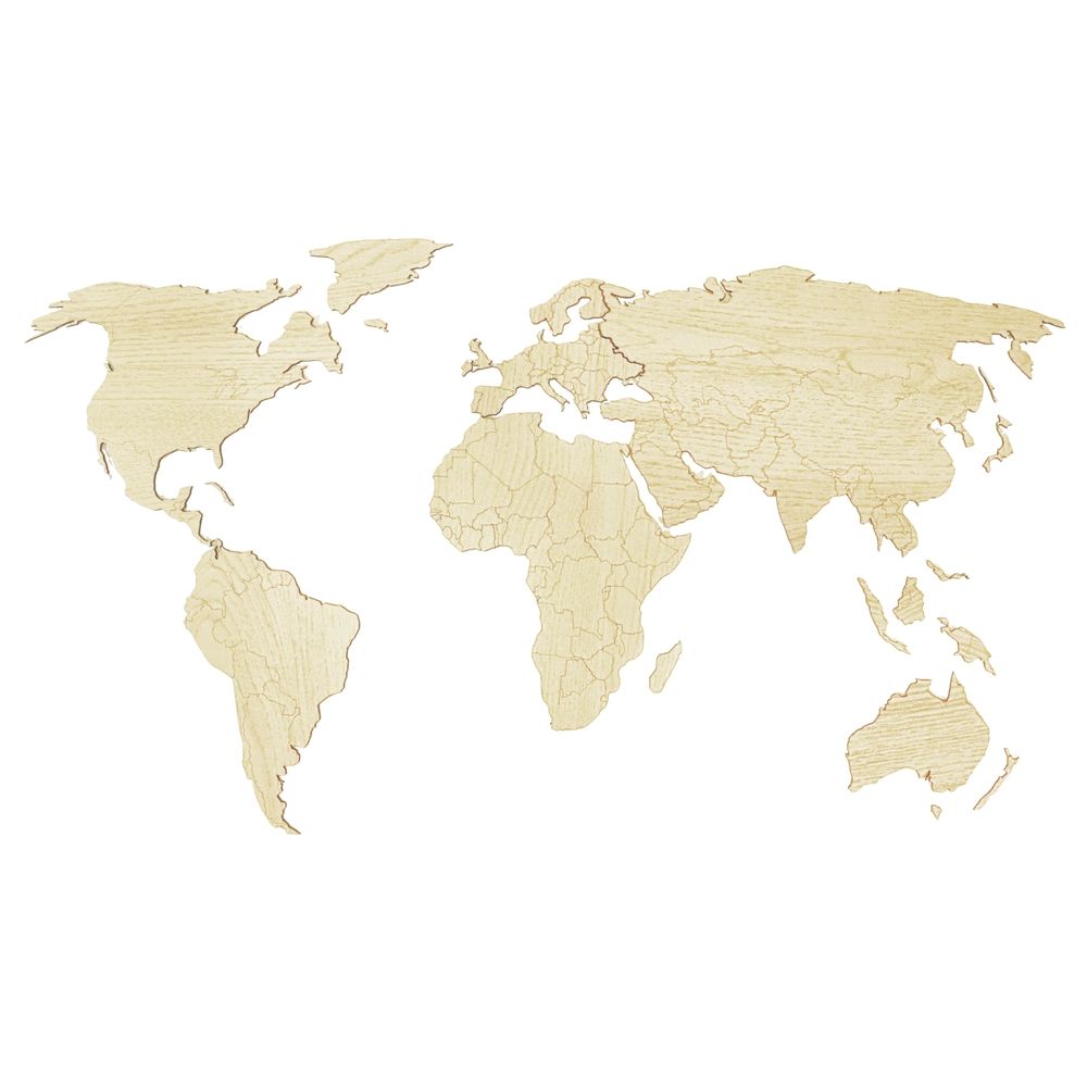 Деревянная карта мира 120х60 см Premium (Дуб)