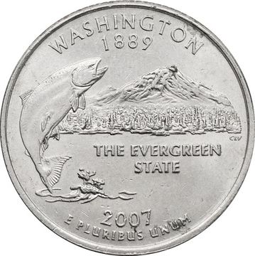 25 центов (1/4 доллара, квотер) 2007 США «Штат Вашингтон» (P)