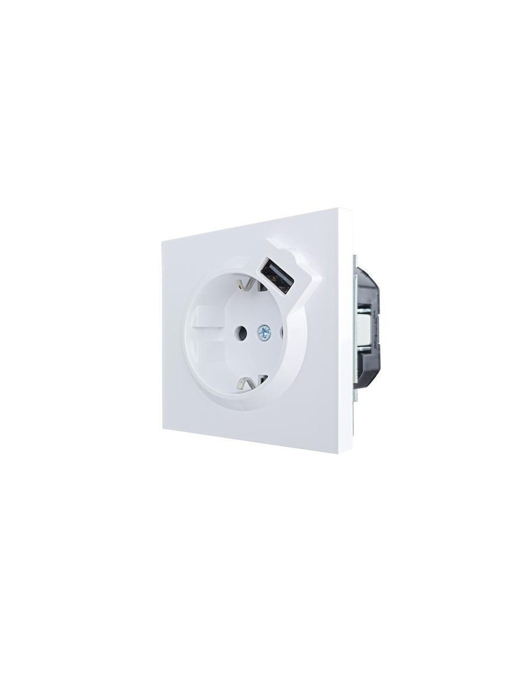 Розетка 1-мест. с/з+USB разъем ZIMA IP20 бел. LEZARD 704-0288-181