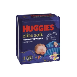 Ночные трусики-подгузники Huggies Элит Софт 4 (9–14кг), 19 шт. Хаггис