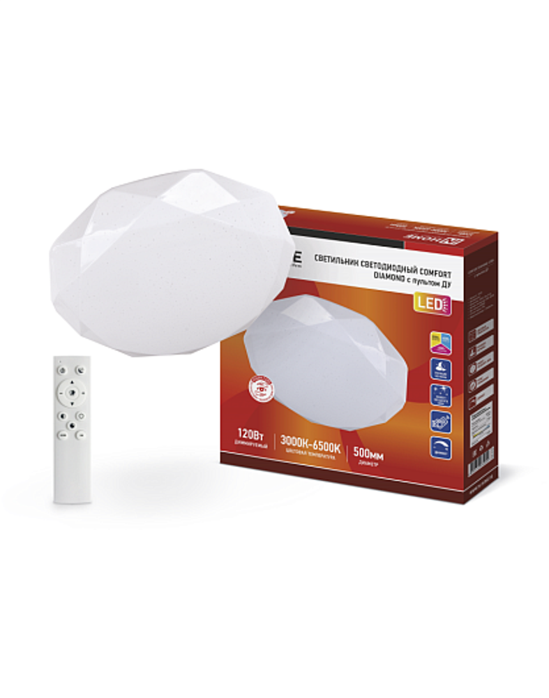 Светодиодный светильник Comfort Diamond 120 Вт 500х80 мм с пультом
