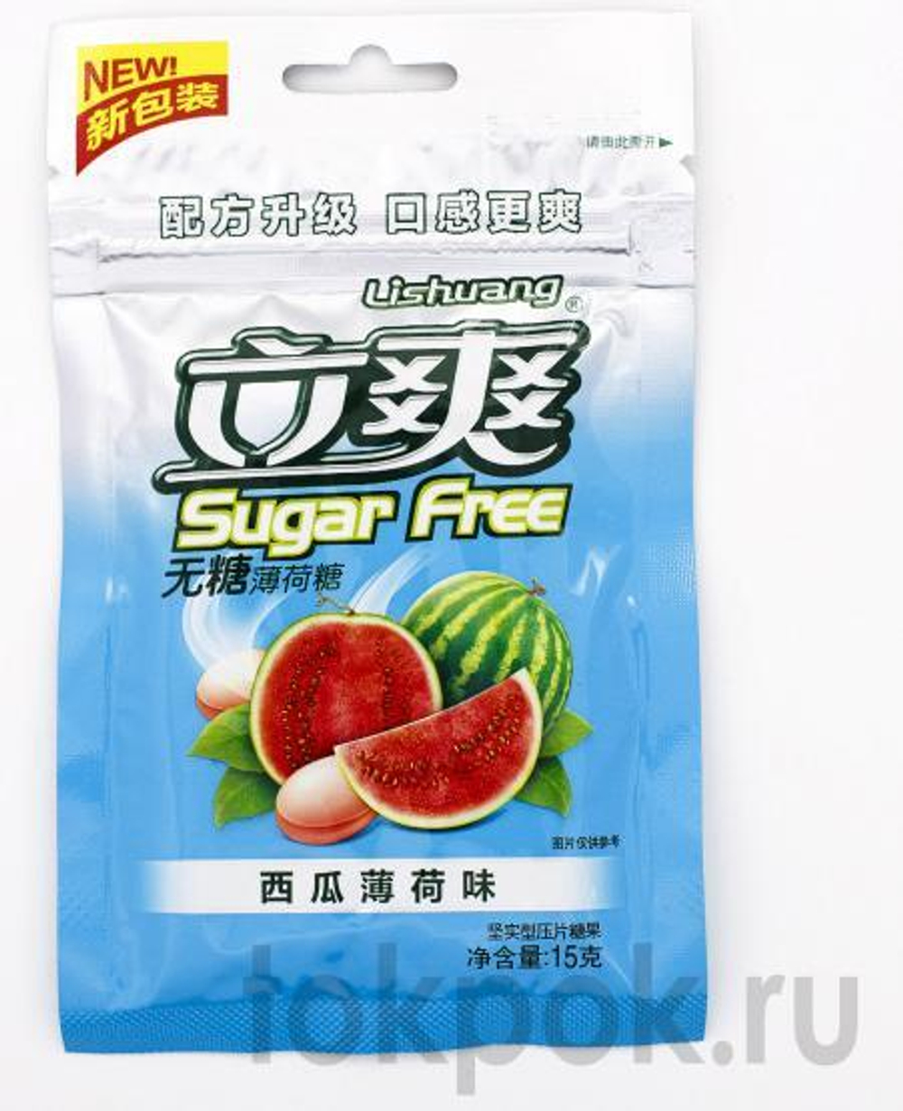 Освежающие леденцы без сахара со вкусом мяты и арбуза Lishuang Sugar Free, 15 гр