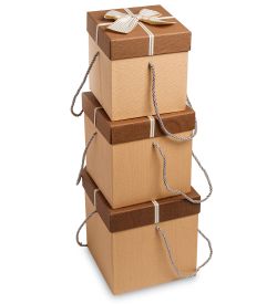 WG-21-B Набор коробок из 3шт «Куб» цв.беж./коричн.