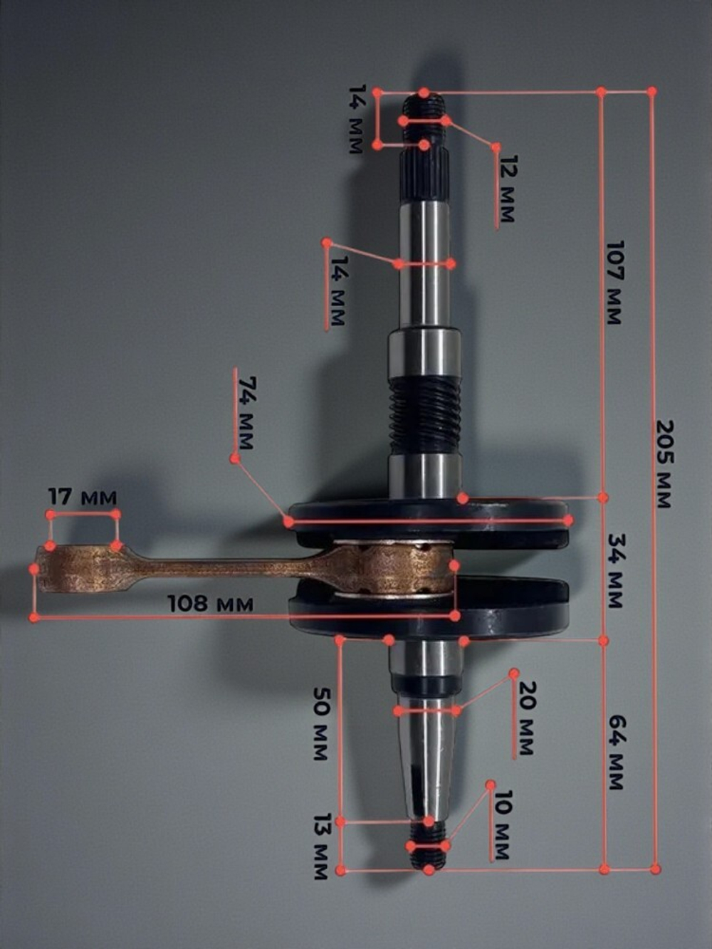 Коленвал хонда дио 27 такт 30 51 (толстый вал 14мм,p12мм)