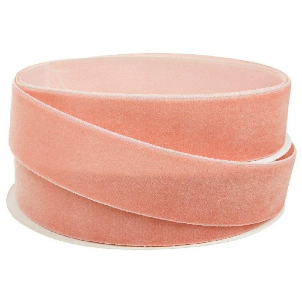 Лента декоративная (бархат) 25ммx10ярд (Пудровый)