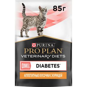 Влажный корм для кошек Pro Plan Veterinary Diets DM при диабете с курицей, 85гр