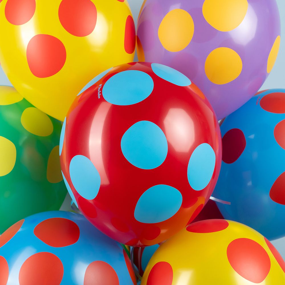 Шар (12''/30 см) Разноцветные точки, Ассорти, пастель, 5 ст, 25 шт.