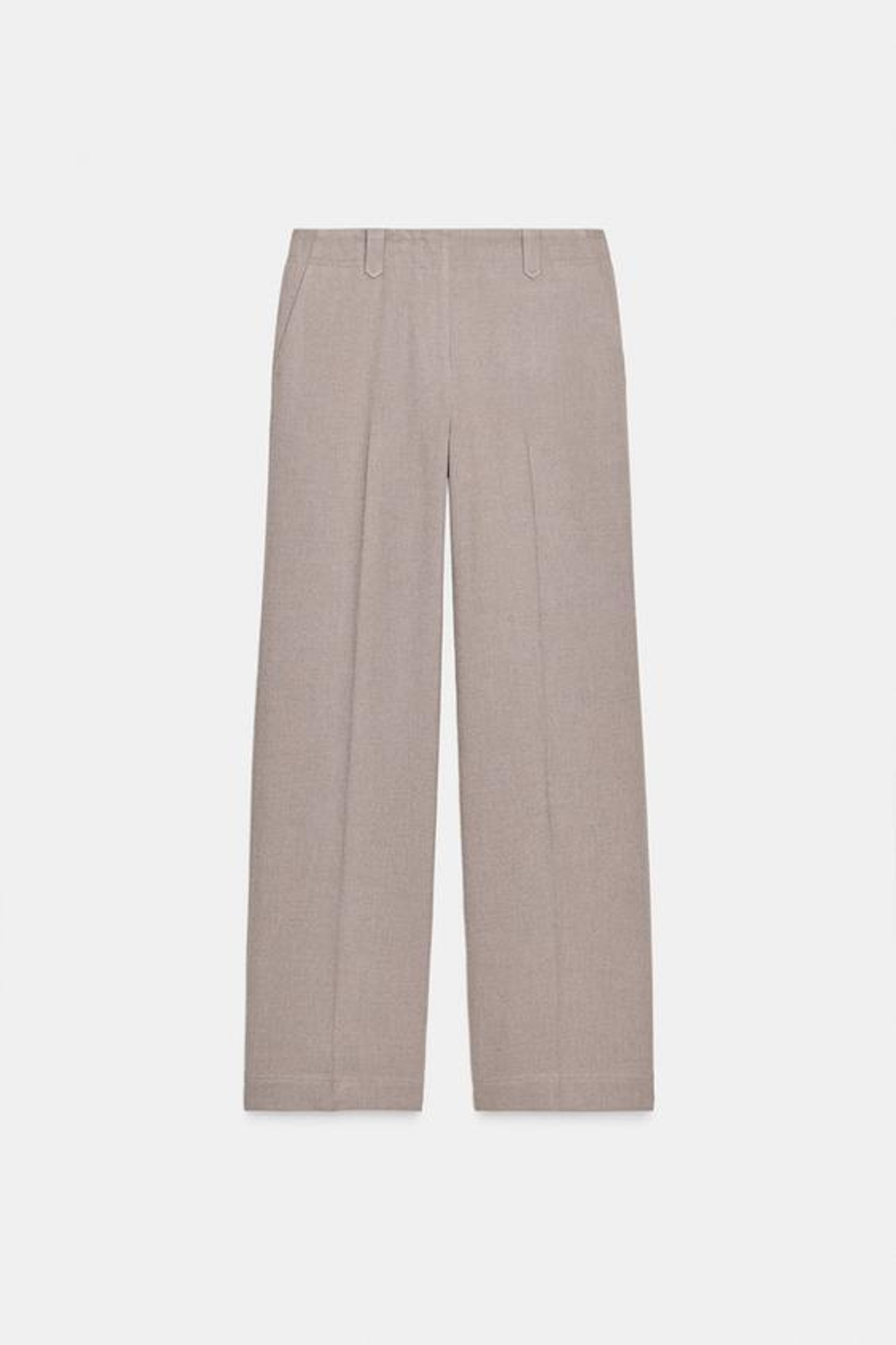 ZARA БРЮКИ ПРЯМОГО КРОЯ СО СРЕДНЕЙ ПОСАДКОЙ, ПЕСОЧНЫЙ МЕЛАНЖ