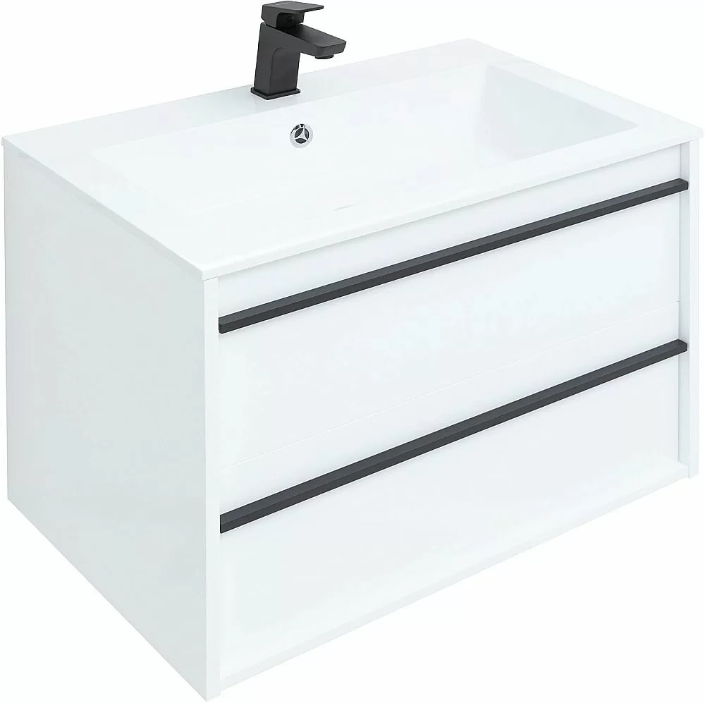 Тумба с раковиной Aquanet Lino 70 белый матовый