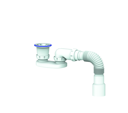 G22 CИФОН ДЛЯ ДУШЕВОГО ПОДДОНА С ПРИКРУЧИВАЮЩИМСЯ ВЫПУСКОМ 1 1/2 И ГИБКИМ СОЕДИНЕНИЕМ д.40х40/50 400мм