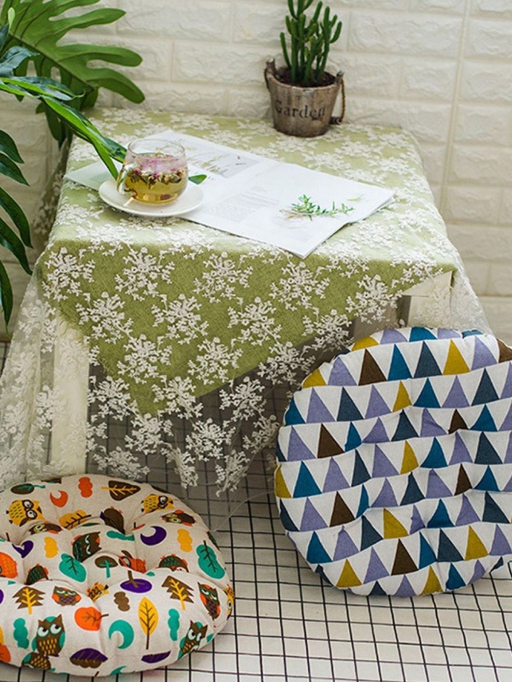 Подушка на стул круглая d40см совята (Т40-417)