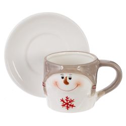 GAEM Чашка с блюдцем "Снеговик", 150 мл, L13 W12 H8 см