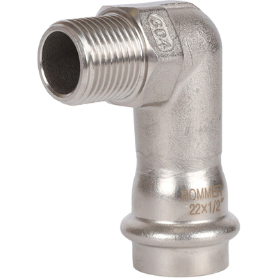 ROMMER Угольник-переходник с НР 22x1/2" из нержавеющей стали прессовой