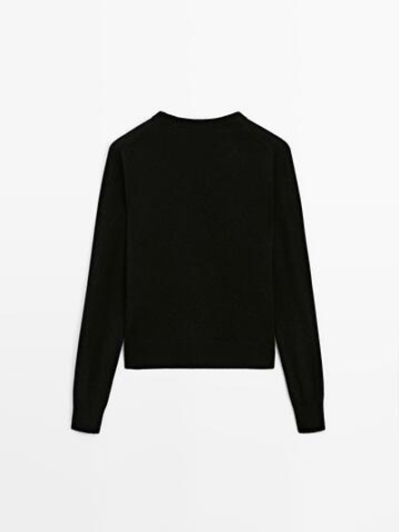 Massimo Dutti Свитер из смесовой шерсти с круглым вырезом, черный