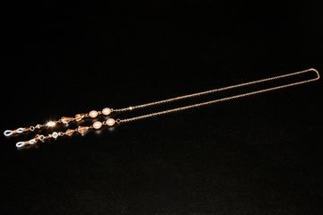 Цепочка золотистая с белым WH049, 75 см