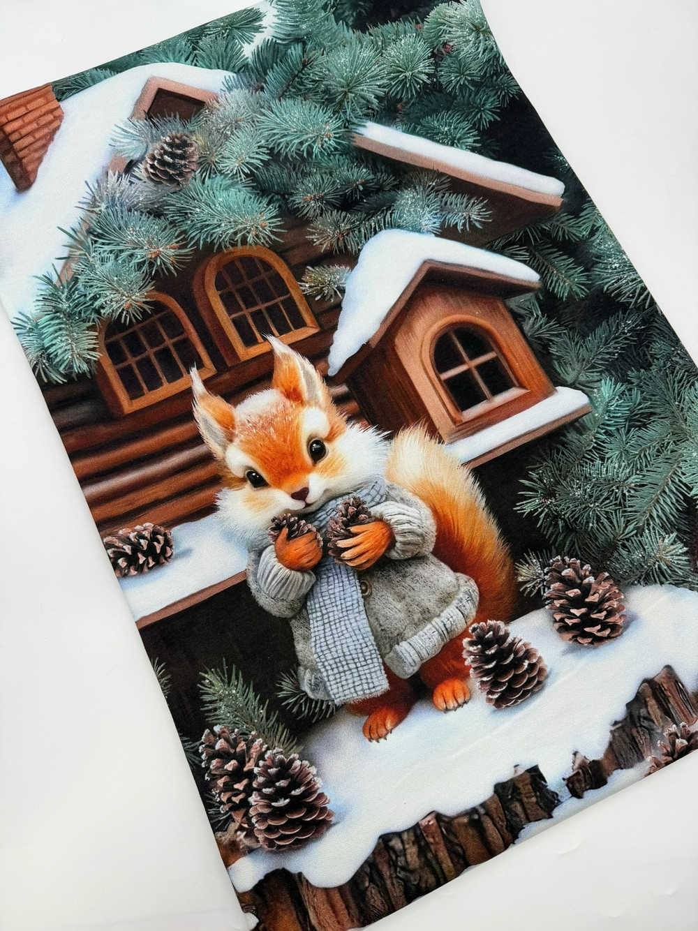 Футер 2 нитка Купон 65-70см Новогодняя белка