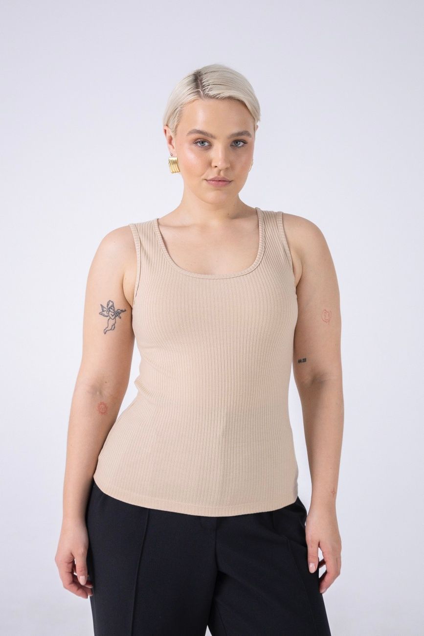 Майка трикотажная, бежевый