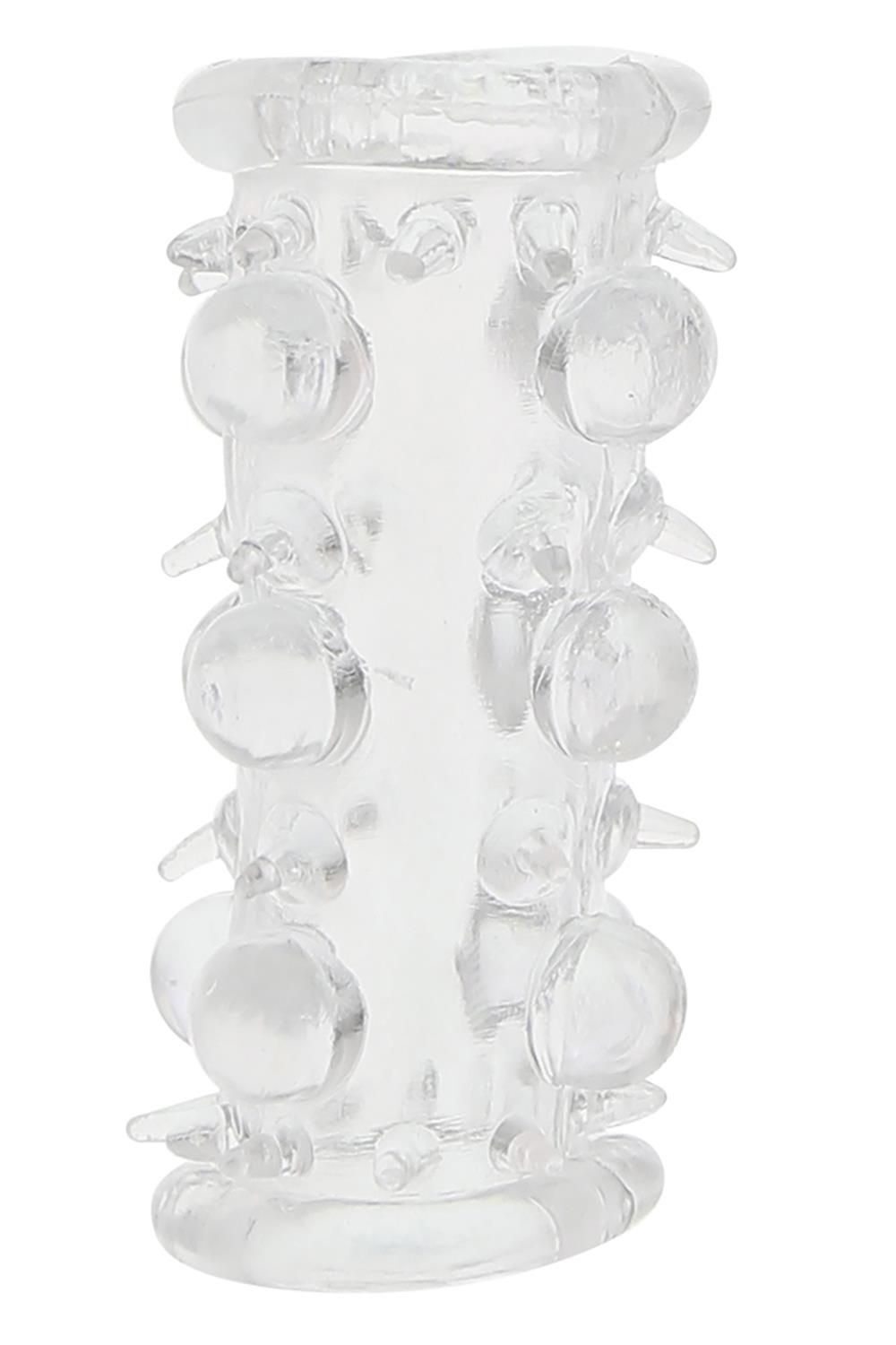 Прозрачная насадка на пенис с шипами и бугорками Bead Sleeve