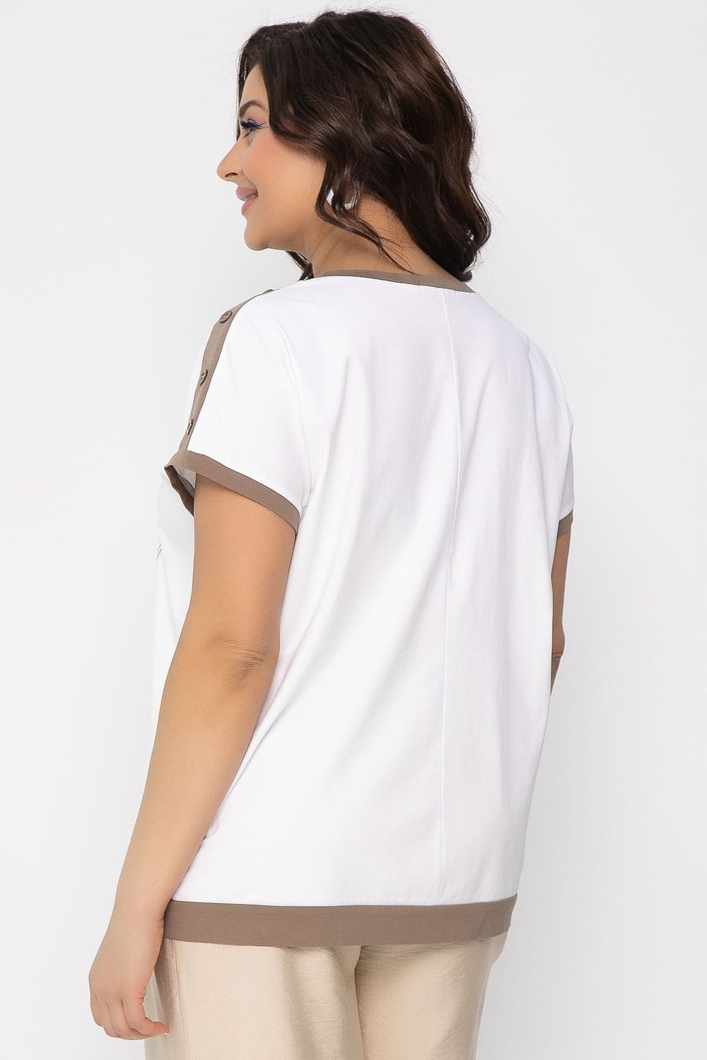 Блуза Валетта (бело-коричневая) Б13405-20М LT Collection