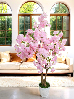 Искусственная сакура розовая 140см в кашпо