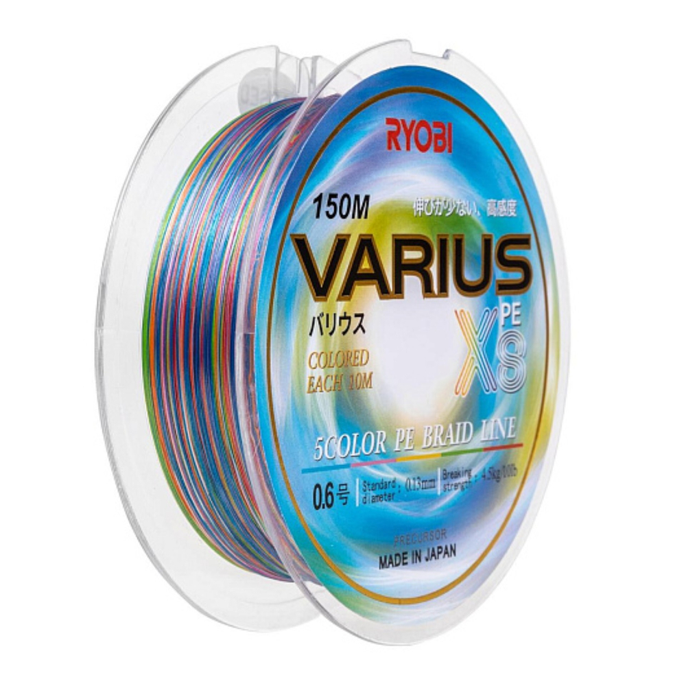 Шнур VARIUS PE8X-150MI 0.6# Multi Colour 0,128мм Ryobi