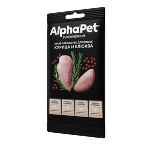 Крем-лакомство для кошек AlphaPet Superpremium с курицей и клюквой