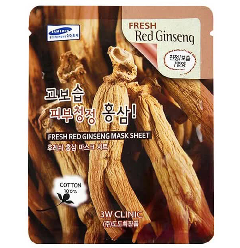 Маска для лица 3W Clinic Fresh Red Ginseng Mask Sheet