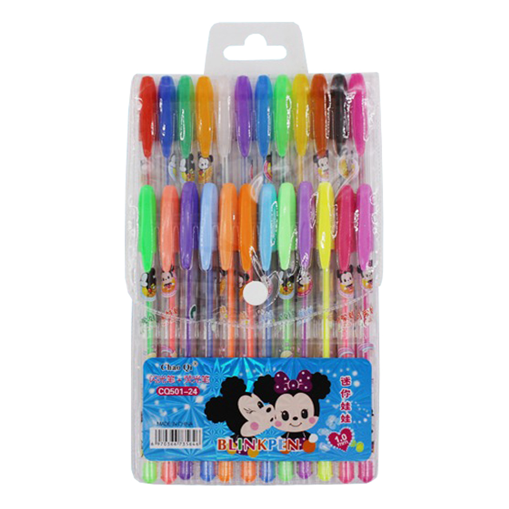 Ручка гелевая, Basir, цветные чернила, серия "Мышата", ароматизированные, корпус с рисунком, 24 шт