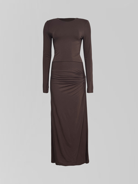 Платье by Gor 25191 длинное облегающее с разрезом сбоку