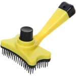 Расческа - пуходерка самоочищающаяся для собак и кошек «Пушок», цвет желтый, 13см (блистер)✦