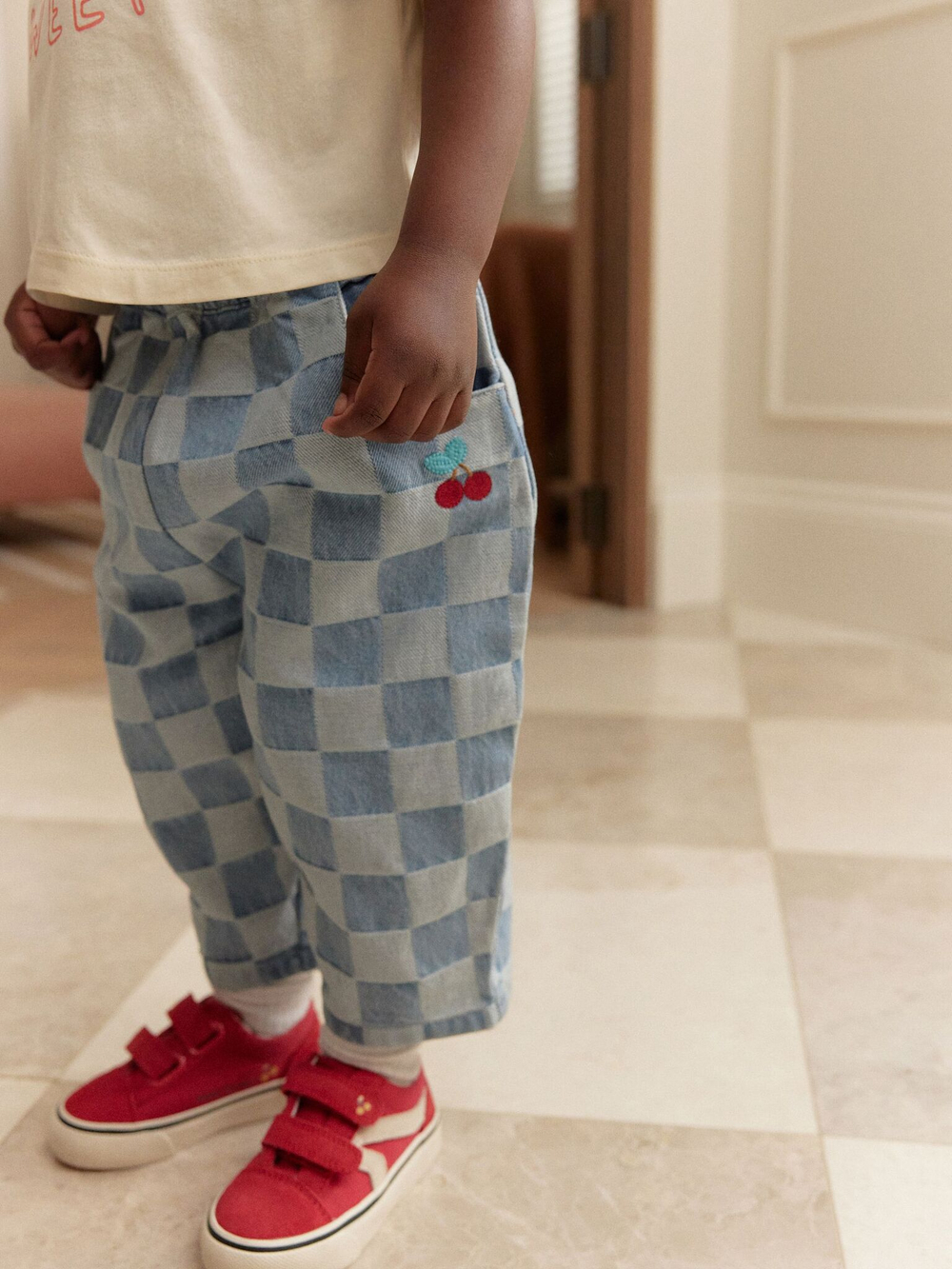 Футболка и джинсы в комплекте для девочки Next AD6-361, Молочный, Голубой