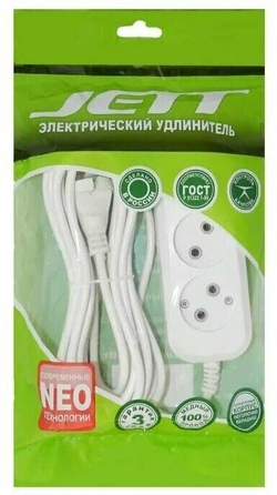 Удлинитель сетевой 3гн 3м  10A ДЖЕТТ (ПВС 2*0,75)