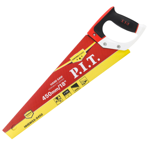 Ножовка по дереву P.I.T. CONTROL HHSW03-0450 (450 мм, 7 TPI, трёхгранная заточка, сталь 65Mn)