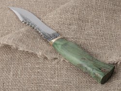 Нож "Щукарь", сталь Bohler N690, рукоять зеленая стабилизированная береза