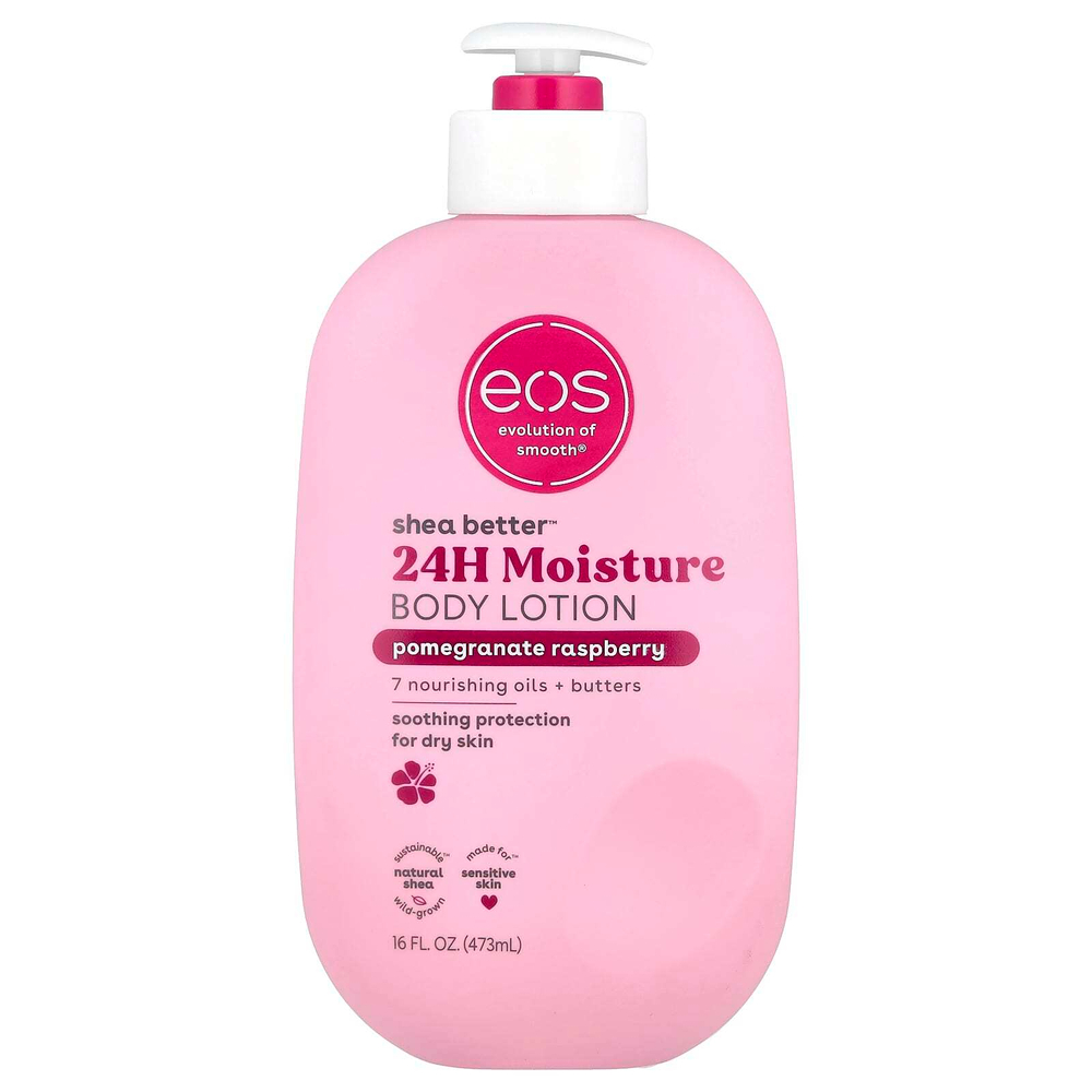 EOS, Shea Better ™, увлажняющий лосьон для тела на 24 часа, гранат и малина, 473 мл (16 жидк. Унций)
