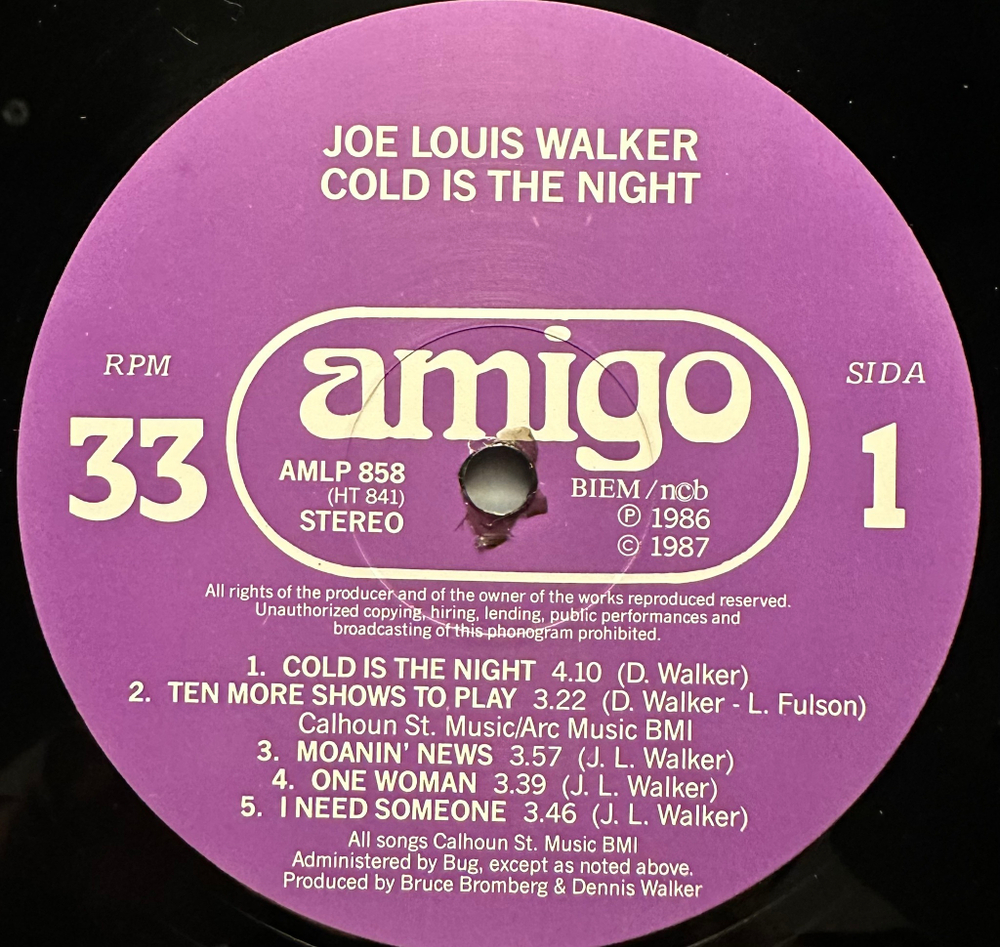 Joe Louis Walker - Cold Is The Night (Швеция 1987г.)