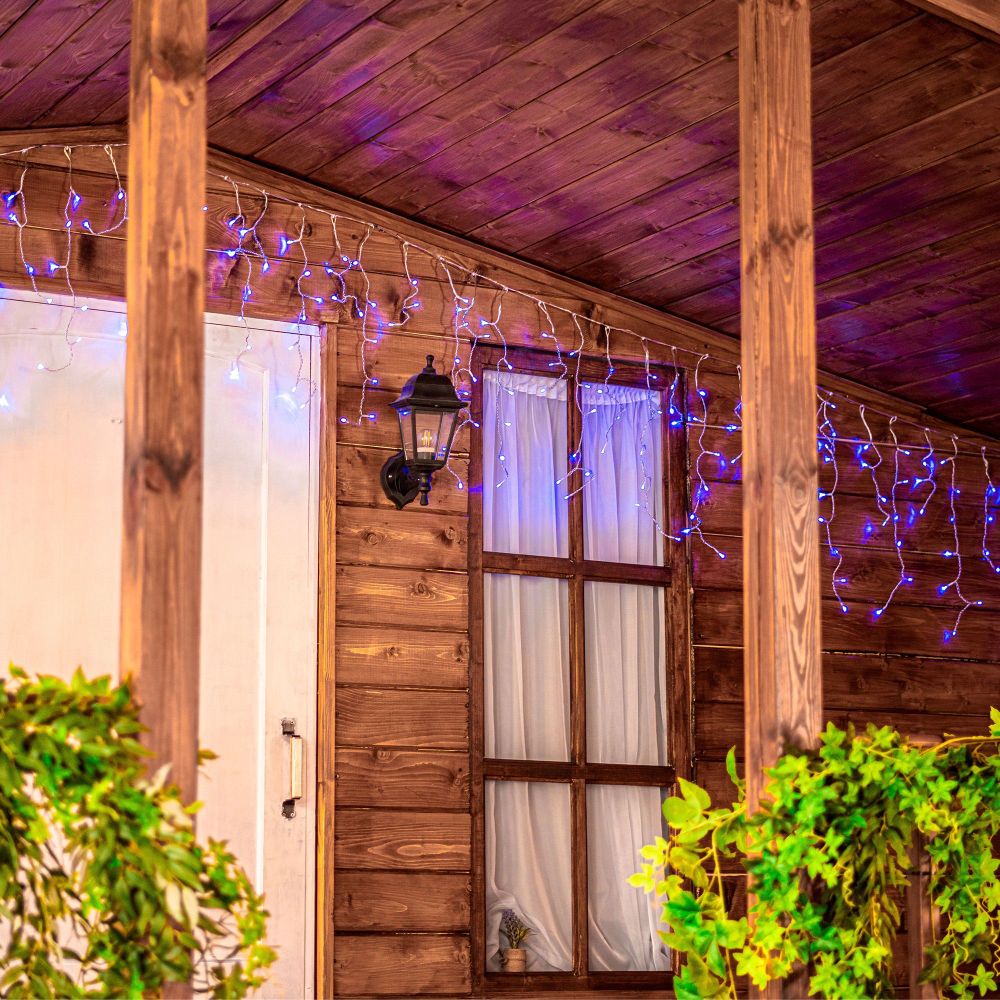 ULD-B6007-200-STK BLUE IP44 Бахрома светодиодная со статическим свечением. 6м. Соединяемая. 200 светодиодов. Синий свет. Провод прозрачный. ТМ Uniel