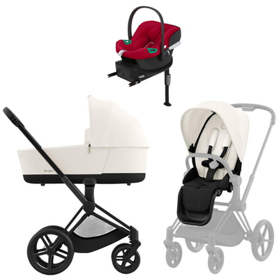 Коляска Cybex Priam IV Matt Black complete Aton B2 Dynamic Red Base One 4 в 1 Off White
