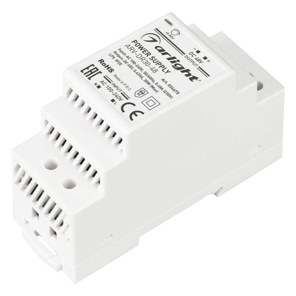 Блок питания ARV-DR30-48 (48V, 0.6A, 30W) (Arlight, IP20 DIN-рейка) 034675