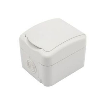 Розетка одноместная Mini OG IP54 с/з, о/у, белая KRANZ