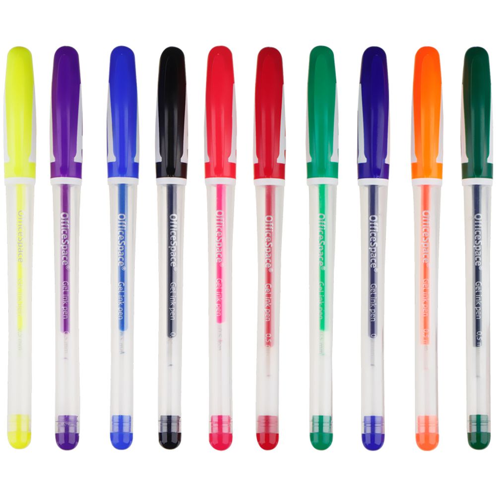 Набор гелевых ручек 10цв. Спейс A-Gel, 0,5мм, грип, прозрачный корпус